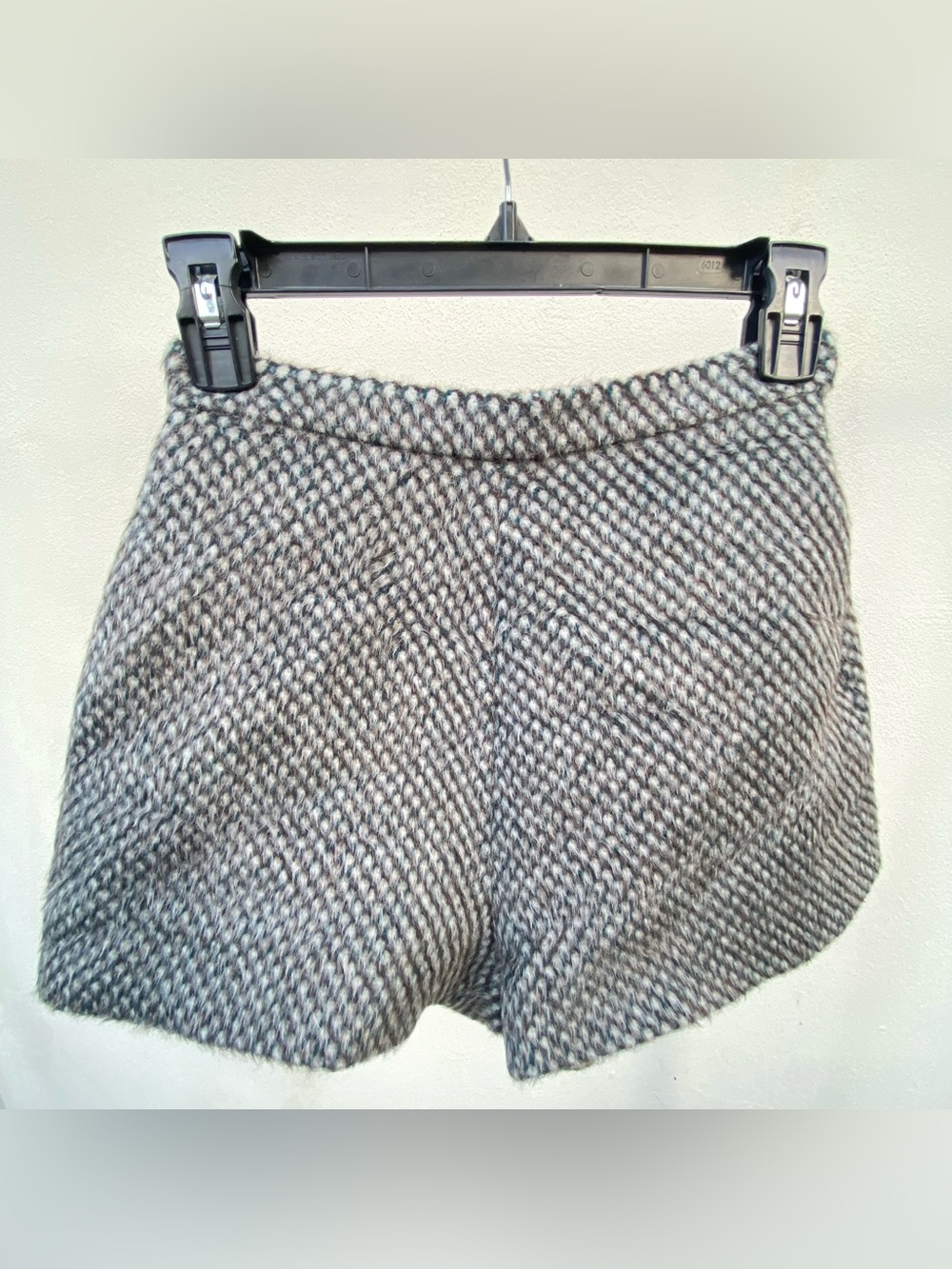 Delpozo 100% Merino Wool Teal & Brown High Waist Shorts Size 36 S